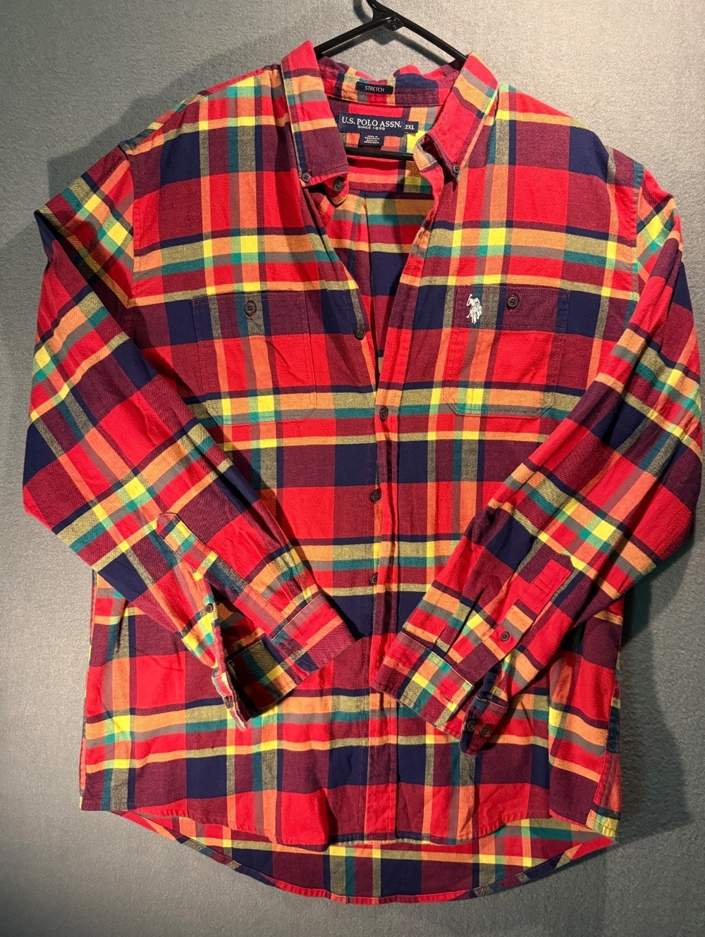 U.S. Polo Assn. Men's 2XL Stretch Plaid Button-Up Shirt